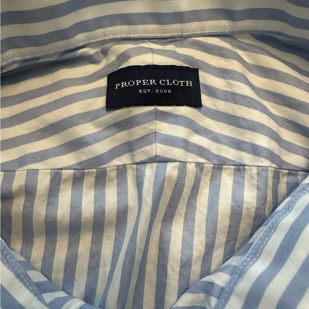 Proper Cloth Custom Button Up Dress Shirt - Mens Size 3XL - Blue White Stripe